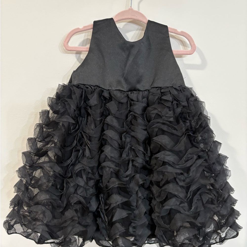 Elegant Black Ruffled Kids Formal Dress